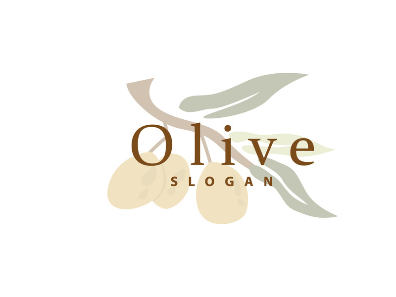 Olive Oil Logo, Olive Leaf Plant Herbal Garden Vector