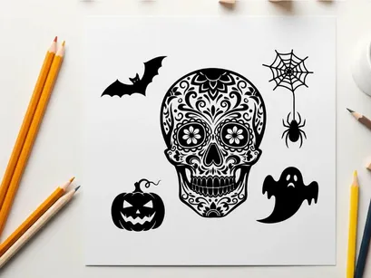 halloween day of the dead skull vector illustration
