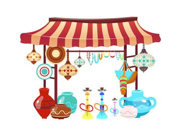 Eastern market tent with handcrafted souvenirs cartoon vector illustration preview picture