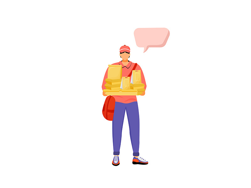 Delivery man flat color vector faceless character