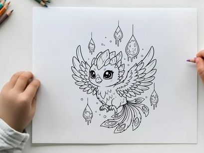 Cute snow owl with teardrop wings vector illustration