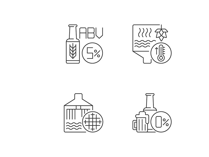 Brewery pixel perfect linear icons set