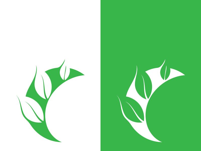 Logos of green tree leaf ecology nature element vector