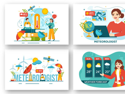 14 Meteorologist Vector Illustration