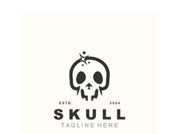 Skull skeleton logo vintage template idea on white background preview picture