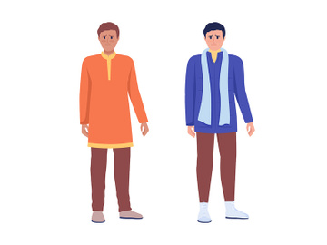 Male asylum seekers semi flat color vector characters preview picture