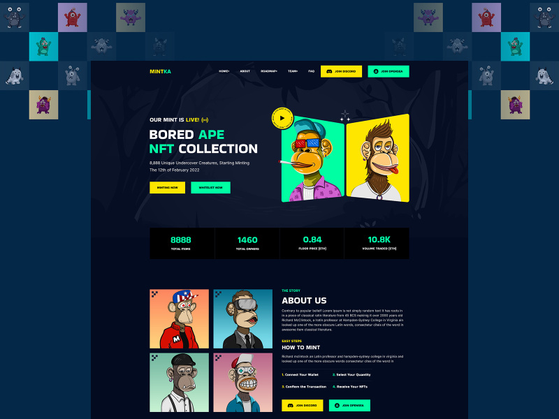 NFT Minting/Collection Landing Page PSD Template by EpicPxls