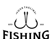 fishing hook logo design, fishing bait, fishing shop, tournament, angler, fishing community