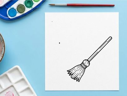 Sikat kawat bergambar tangan terisolasi di latar belakang putih. Ilustrasi alat pembersih seni garis sederhana untuk proyek desain.