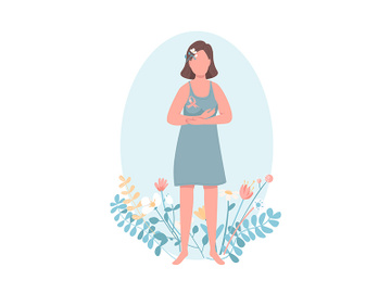 Breast cancer survivor flat color vector faceless character preview picture