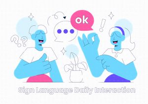 10 Sign Language Daily Interaction Illustration