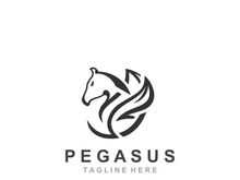 Pegasus horse Logo minimalist, Line art, Modern simple mascot, Mystic premium emblem