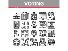 Voting And Election Collection Icons Set Vector
