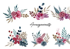 Navy & Burgundy Watercolor Set