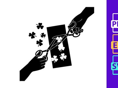 Hands Cutting Shamrocks Silhouette