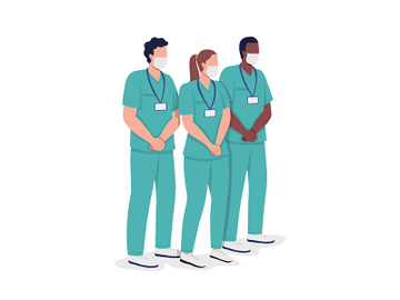 Nursing group semi flat color vector characters preview picture