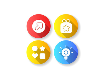 Mobile application comfortable interface flat design long shadow glyph icons set preview picture