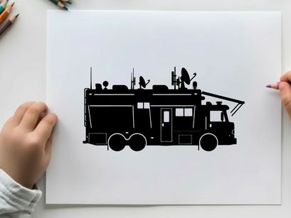 Silhouette of a fire truck with equipment