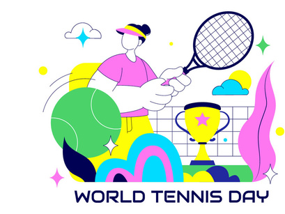 10 World Tennis Day Illustration