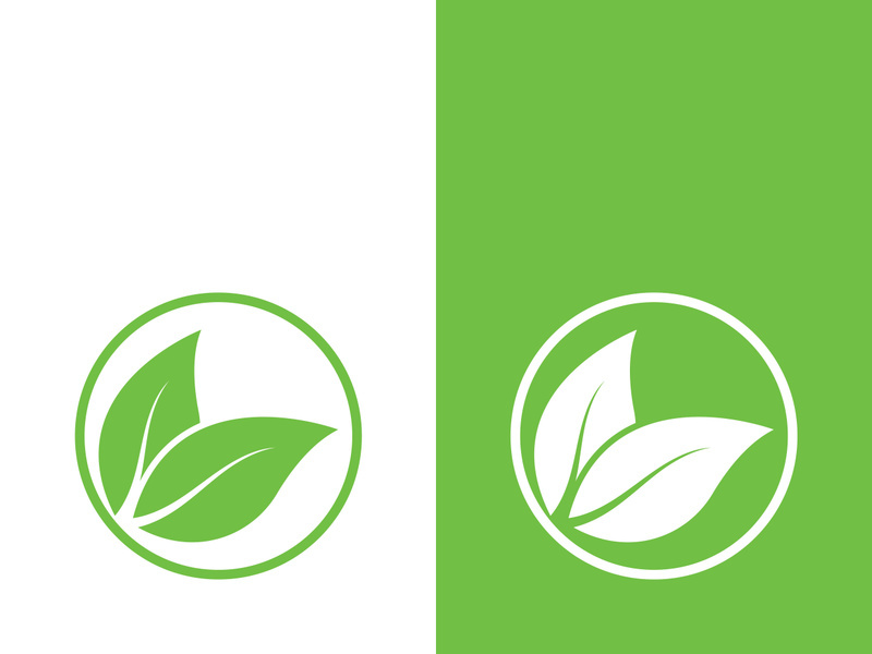 Logos of green tree leaf ecology nature element vector