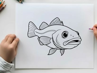 Sad cartoon fish vector illustration flat design