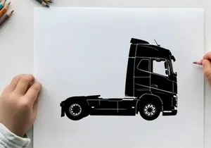 Silhouette of a large truck with a sleeper cabin