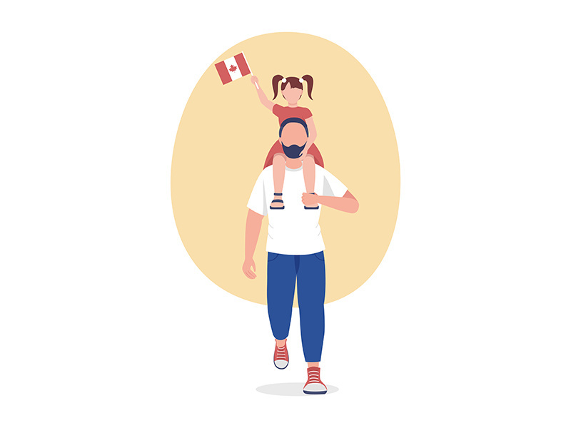 Canadian parent with child semi flat color vector character