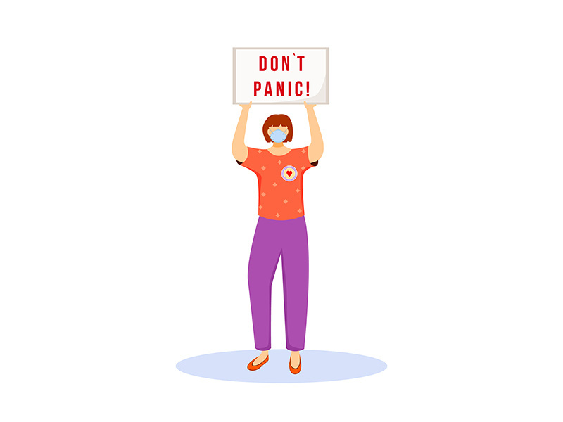 Don't panic flat color vector faceless character