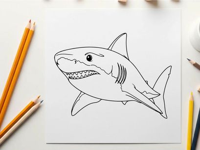 Shark swimming underwater vector illustration flat design