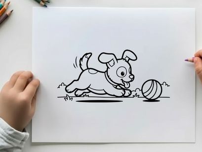 Cute puppy playing with soccer ball vector illustration
