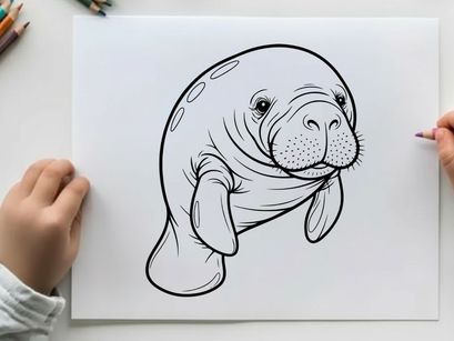Cute manatee swimming underwater vector illustration