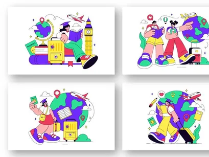 10 Study Abroad Vector Illustration