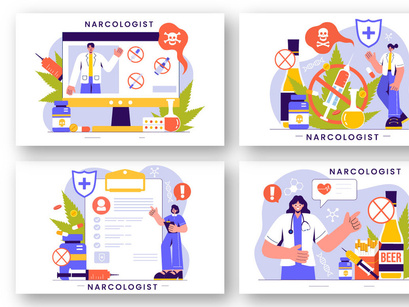 9 Narcologist Vector Illustration