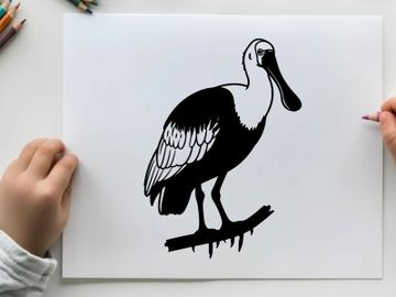 Silhouette of a pelican standing on a branch preview picture