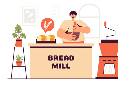 10 Traditional Bread Mill Illustration