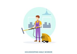 Housekeepng male worker vector illustration