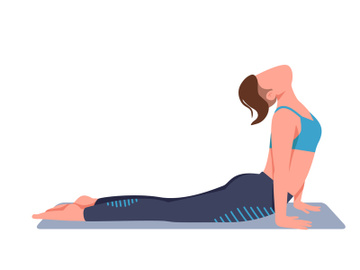 Woman doing yoga at home flat color vector faceless character preview picture