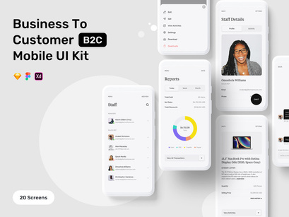 Business To Customer (B2C) Mobile UI Kit [SKETCH]