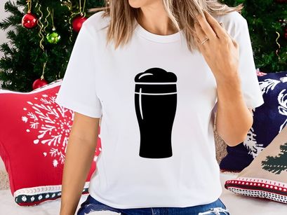 Black and white striped tumbler cup isolated on white background