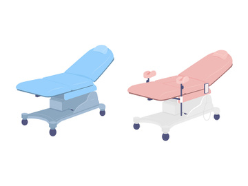 Medical examining chairs semi flat color vector objects set preview picture