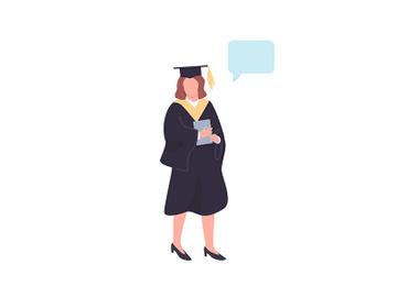 Female graduate flat color vector faceless character preview picture