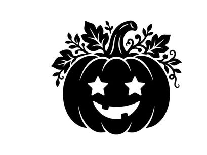 Black Halloween Pumpkin with Star Eyes and Smiling Face
