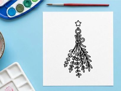 Handgezeichneter Halloween-Efeu mit Stern-Anhänger für festliche Deko. Verspielte Illustration eines saisonalen Zweigs für Karten, Einladungen und saisonale Designs.