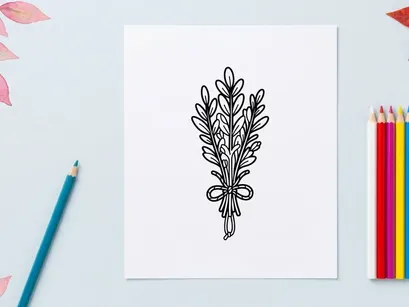 Ilustración elegante de rama de olivo para decoración festiva. Vector botánico dibujado a mano con hojas de otoño naturales y moño de cuerda.