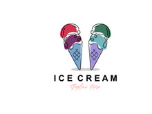 Ice Cream Logo Design, Fresh Sweet Soft Cold Food Illustration, Children's Favorite Vector, Product Brand