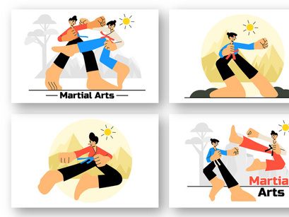 10 Martial Arts Vector Illustration
