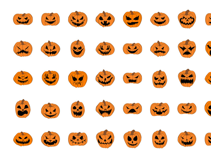 Pumpkin Face Halloween Vector Illustration