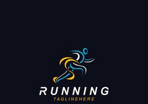 Running sport athlete logo design concept illustration template