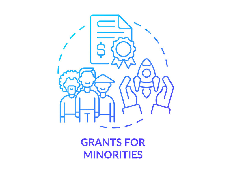 Grants for minorities blue gradient concept icon