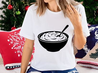 Creamy Bowl of Food with Spoon Icon